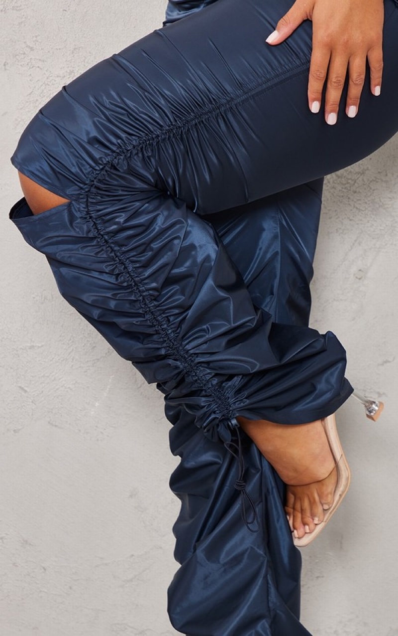 Pantaloni De Trening Pretty Little Thing Shape Shell Toggle Ruched Bleumarin | KHDU67149